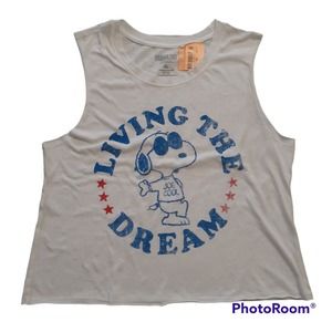 NWT Women's Peanuts Snoopy Joe Cool White Tank Top Size XL Extra Large